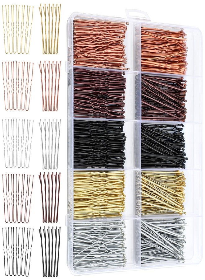 ProSuites 400 Pcs Bobby Pins Set, 2 Inch Hair Pins for Women Girls and U-Shaped Pins for Buns, 5 Colors Brown Blonde Black Styling Pins With Storage Box - Image 1